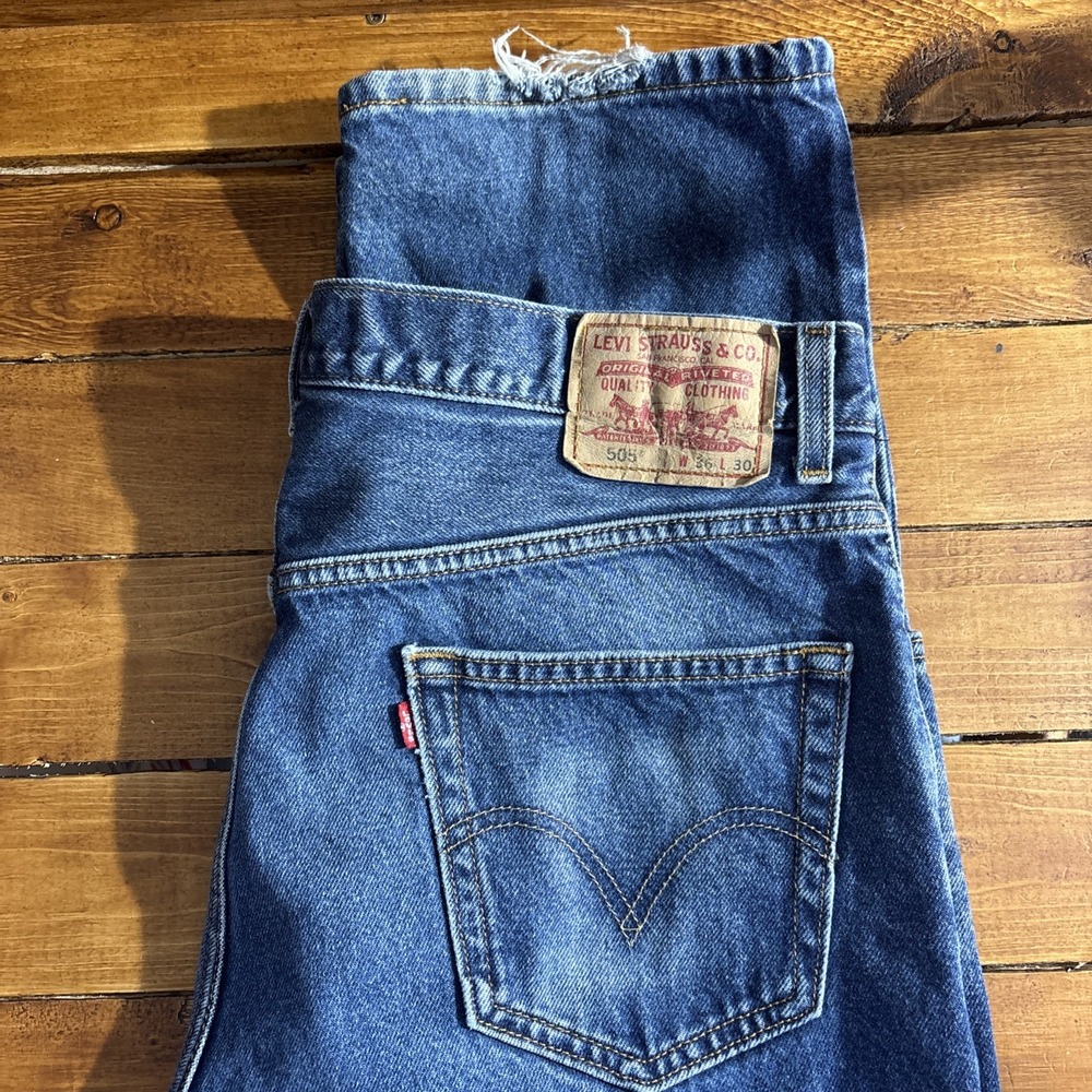 Levi's 505 Jeans Mens 36x30 Blue Regular Fit Straight Leg Denim Pants